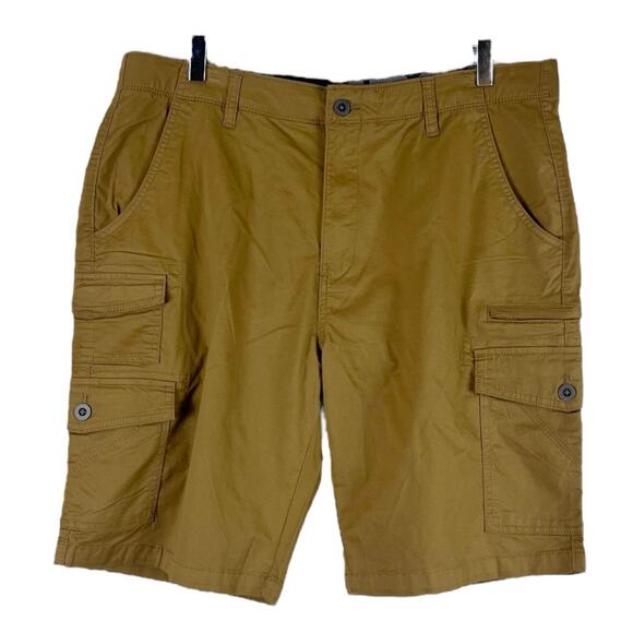 Iron Co Men’s Twill Cargo Shorts Desert Camel Pockets Stretch Comfort Size 36 - Picture 12 of 12